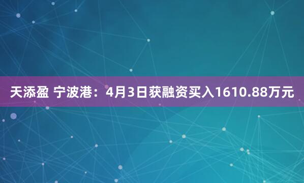 天添盈 宁波港：4月3日获融资买入1610.88万元
